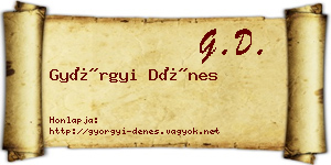 Györgyi Dénes névjegykártya